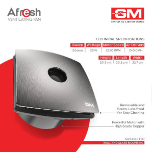 GM Afresh Wood Finish  6" 150MM Exhaust Fan