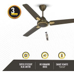 Gorilla Efficio+ Energy Saving 5 Star Rated 3 Blade Ceiling Fan With Remote Control and BLDC Motor, 1200mm- Earth Brown